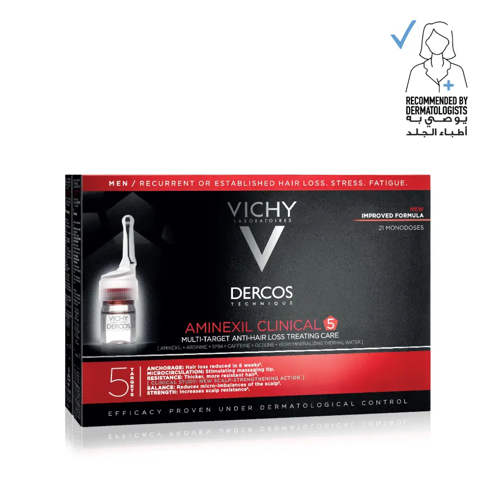 Vichy Dercos Aminexil Clinical 5 Anti-Hair Fall Treatment for Men x21 Doses - 6 ml