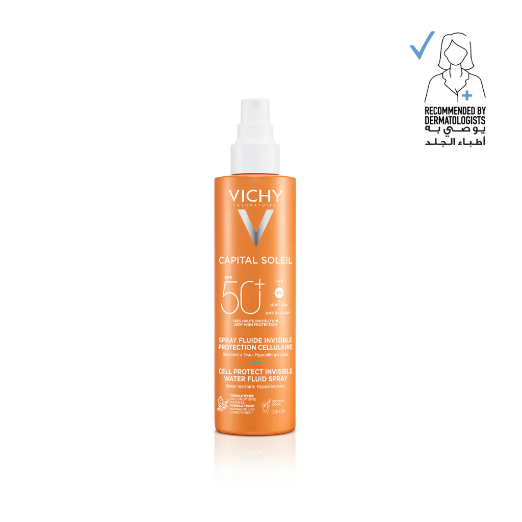Vichy Capital Soleil Invisible Fluid Sunscreen Spray SPF50+ for Face and Body - 200ml