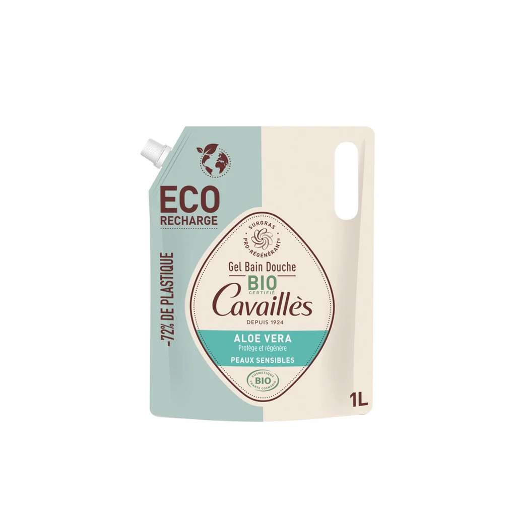 Roge Cavailles Eco-Recharge Bath & Shower Gel With Organic Aloe Vera for Sensitive Skin - 1L